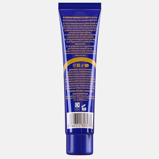Overnight Lip Mask - Multi-Purpose Balm, Natural Pawpaw & Peptides Smooth Skin, Cracked Lips, Vegan, Ethical Beauty & Fregrance Free (25 ml)