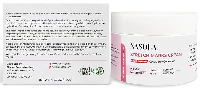 Stretch Mark Cream for Pregnancy, Eliminate and Prevent Deep Stretch Marks, Moisturizer Belly Cream for Pregnancy and Scars Removal With Enriched Collagen and Ceramide, 4.23 Oz