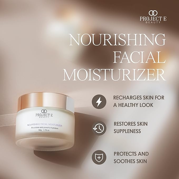 Project E Beauty Nourishing Facial Moisturizer Anti-Aging Skincare| Daily Hydration | For Face And Neck | Smooths & Softens Skin | Reduces Wrinkles & Fine Lines | For Day & Night Use | 50g