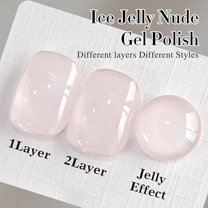 Double Rhythm Translucent Gel Polish Sheer Neutral Natural Light Milky Same Color Same Bottle 15ML Jelly Nail Polish Nail Art DIY at Home (Milky Pink-A1377)