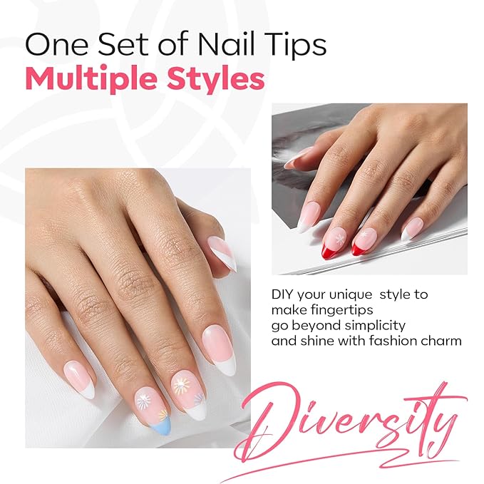 modelones Press on Nails, 150 Pcs French Tip Press on Nails, NailBoxie Brown Short Almond Nail Tips, Soft Gel Nail Tips, Ideal for Wedding, Party, Daily DIY Nail, 15 Sizes (S)