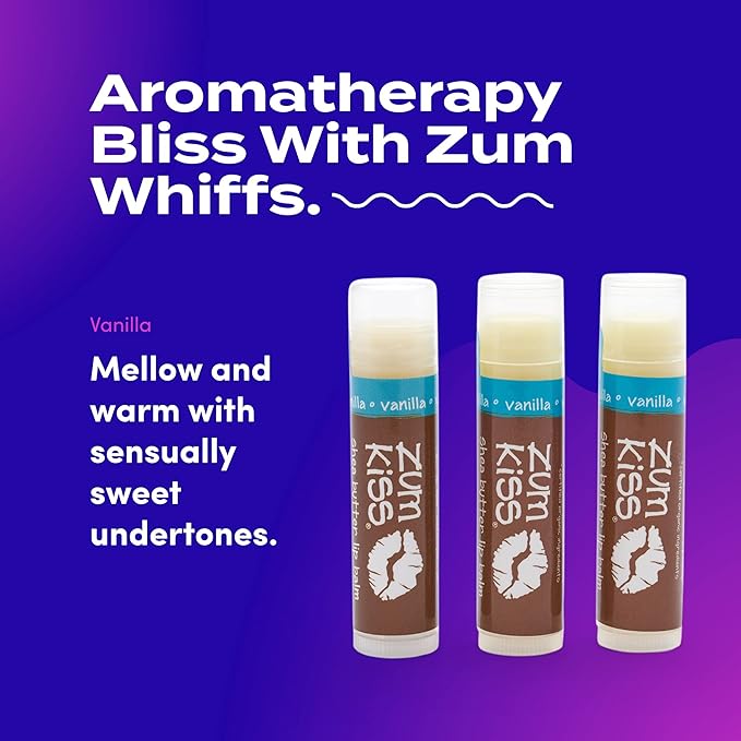 Zum Vanilla Kiss Stick (Pack of 3) with Certified Organic Sunflower Seed Oil, Beeswax, Shea Butter, Pure Essential Oils, Candelila Wax, Vitamin E and Honey, 0.15 oz