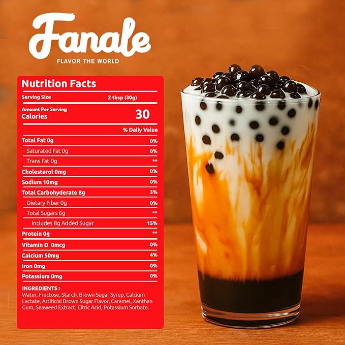 Fanale Brown sugar Popping Boba Pearls, Vegan, Non GMO, Gluten Free, Fat Free, Perfect for Bubble Tea, Smoothies, Ice Cream, Desserts, and Beverages