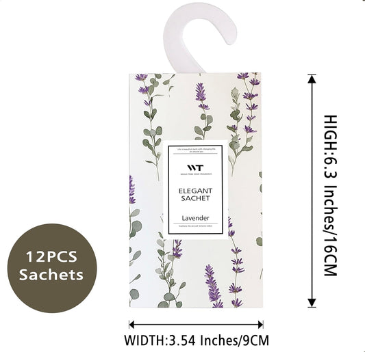 WEALD TRIBE 12 Packs Large-Bag Eucalyptus & Lavender Scented Sachets for Closet and Drawer Deodorizer Home Fragrance | Air Freshener Long Lasting Large Sachets Bags Hanging