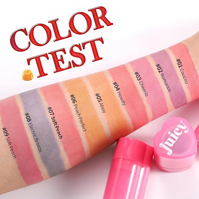 Cooling Water Jelly Tint Stick，Multi-Use Juicy Love Blush, 3-In-1cheek Blush & Eyeshadow & Lip Tinted Long-Lasting Moisture Stick，Bouncy Jelly Texture，Creates A Moist Watercolor Effect (#04, 0.32oz)