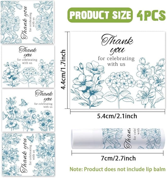 OLYCRAFT 100Pcs Self-Adhesive Lip Balm Tag Stickers 1.7x2.1 inch Waterproof Adhesive Label with Flower Patterns Rectangle Lipstick Tag Sticker for Lip Balm Container Tubes Lipstick Wrapping Decoration