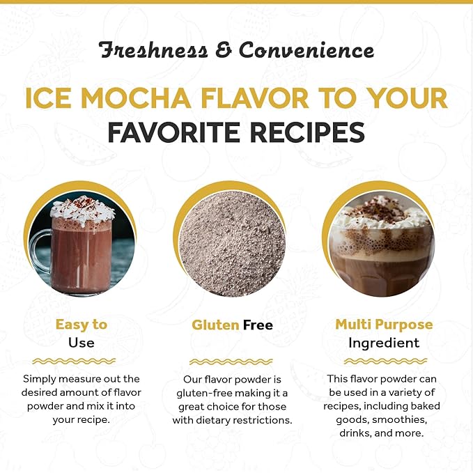 Fanale Premium Ice Mocha Bubble Tea Flavoring Powder | Perfect for Baking, Smoothies, Desserts and Drinks | Instant Flavoring Powder for Boba Milk Tea - 2.2 Pounds (Pack of 20)