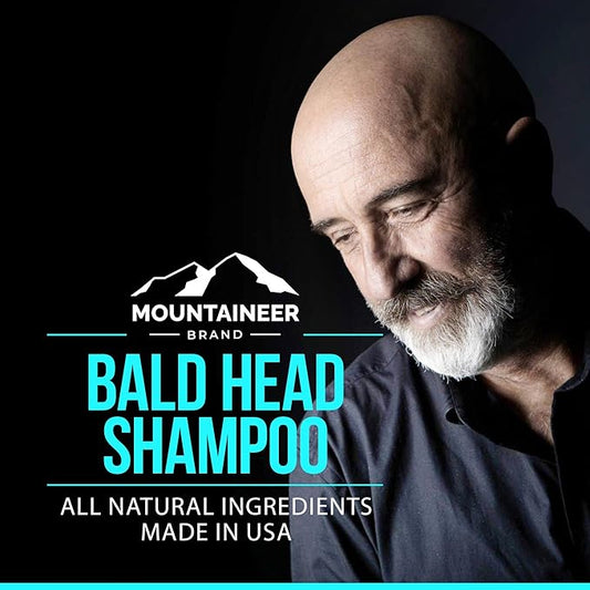 Mountaineer Brand Bald Head Shampoo for Men | All Natural Moisturizing/Hydrating Shaving Soap and Face Cleanser | For Daily Head/Scalp Care and Wash | Cleanse | Refreshing Natural Scent 4oz