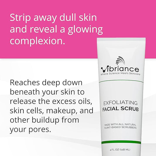 Vibriance Ultra-Gentle Face Scrub, 4 fl oz - Exfoliating Facial Wash Unclogs Pores - Sulfate and Paraben-Free Exfoliator For All Skin Types - Made with Natural Ingredients