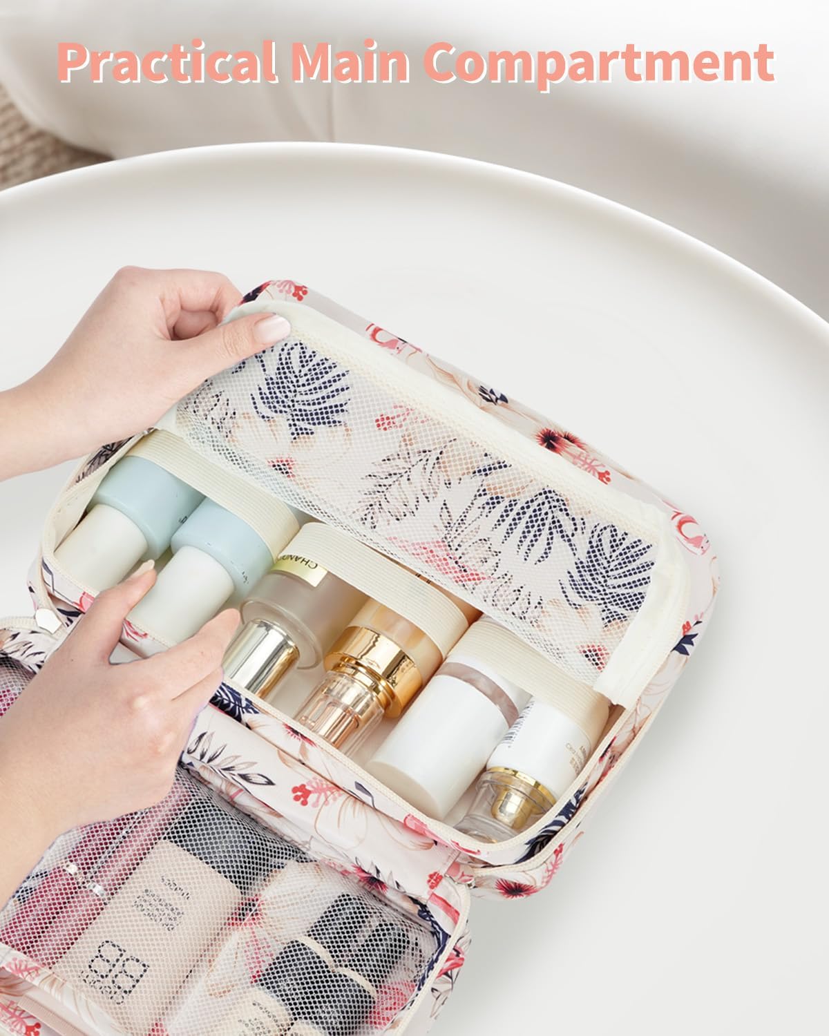 Narwey Small Hanging Travel Toiletry Bag for Women, Travel Bag for Toiletries, Makeup Bag Organizer Cosmetic Bags Make Up Bags for Girls