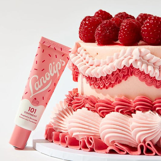 Lanolips 101 Delicious Rasberry Shortcake - Lip Balm with Vitamin E Oil and Lanolin for Lip Hydration - Naturally Flavored Lanolin Lip Balm for Very Dry Lips - Dermatologist Tested (.35 Oz)