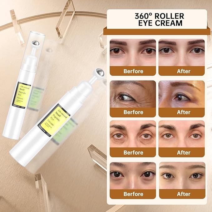 Advanced Snail Peptide Eye Cream for Dark Circles & Puffiness, Snail Mucin Eye Cream with Niacinamide Reduce Wrinkles & Fine Lines, 1 Pcs Under Eye Roller Cream for Moisturizing.