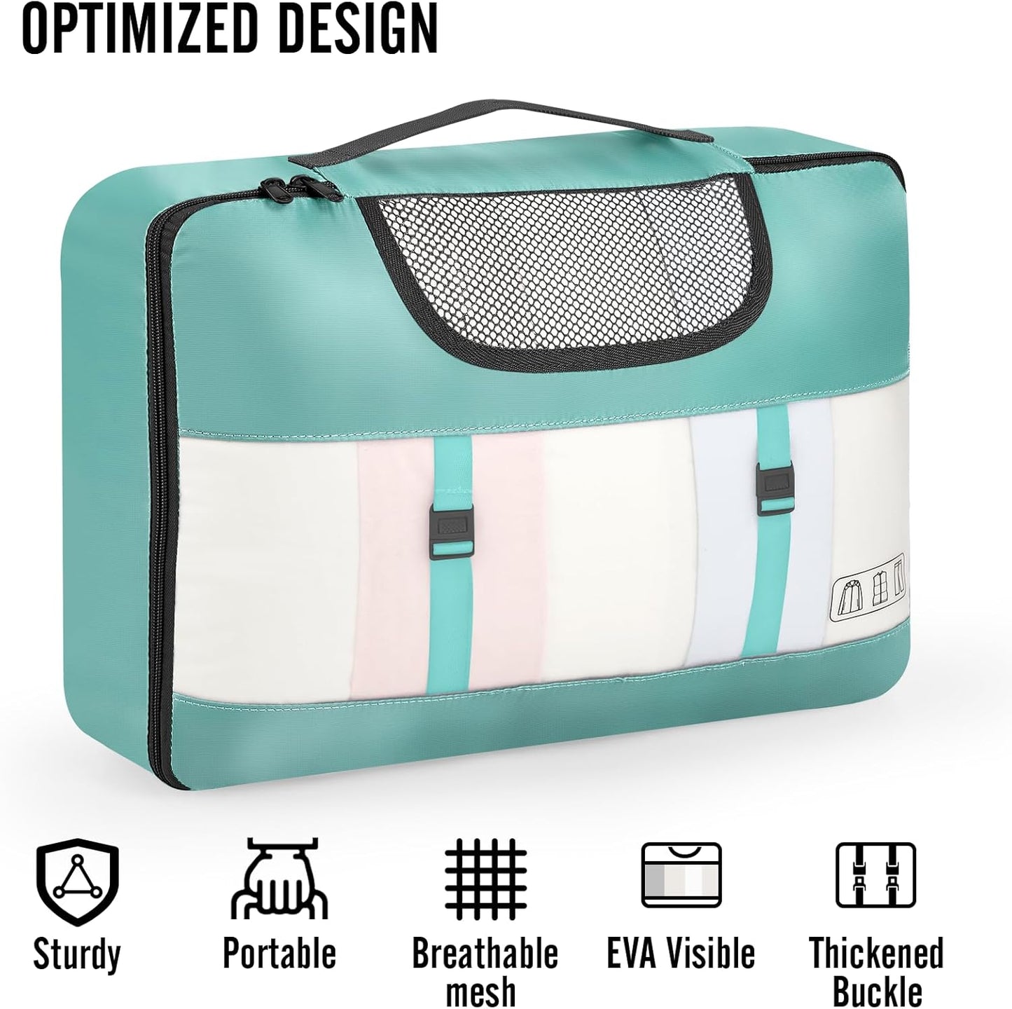 Veken 8 Set Packing Cubes for Travel Essentials, Suitcase Organizer Bags in 4 Sizes, Carry-On Luggage Accessories with Large Laundry & Hanging Toiletry Bag, Must-Have for Airplane, Road Trip & Camping
