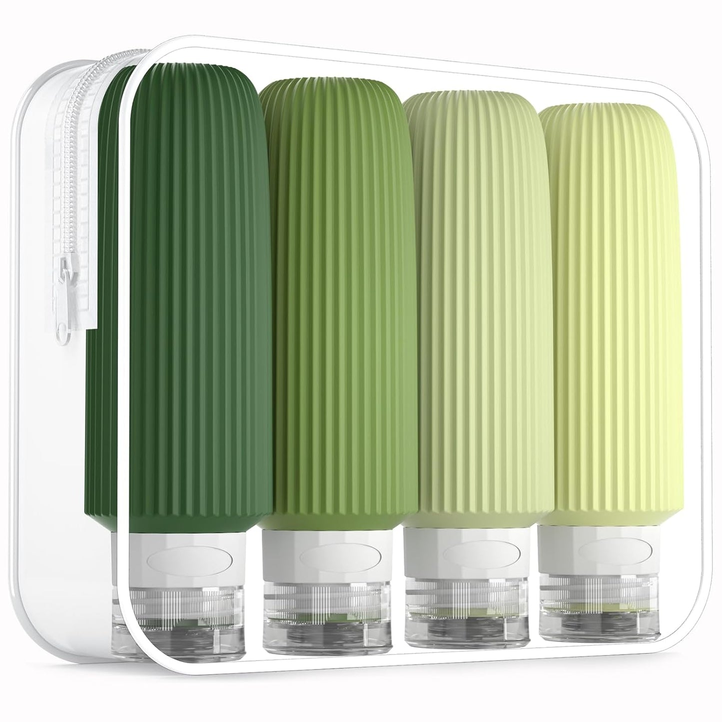 Travel Bottles for Toiletries, Large 6oz Travel Size Containers, BPA Free Leak Proof Tubs Refillable Liquid Accessories with Toiletry Bag for Cometic Shampoo and Lotion Soap (4 Pack)