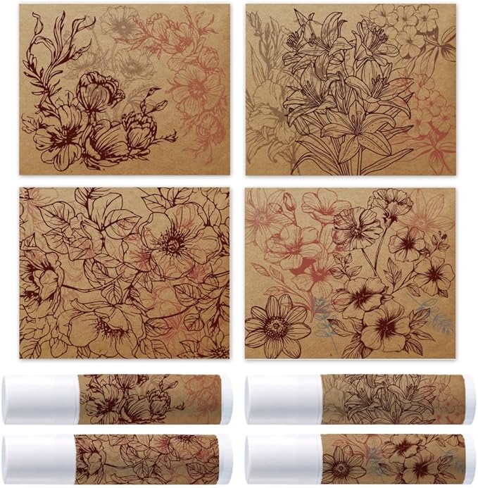 OLYCRAFT 100Pcs Self-Adhesive Lip Balm Tag Stickers 1.7x2.1 inch Waterproof Adhesive Label with Vintage Flower Rectangle Lipstick Tag Sticker for Lip Balm Container Tubes Lipstick Wrapping Decoration