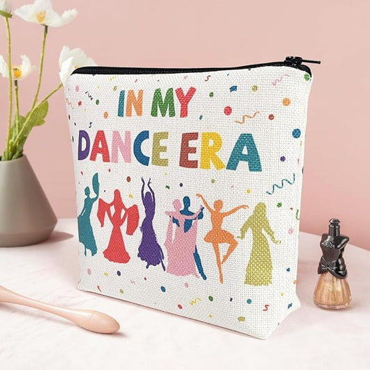 My Dance Era Canvas Zipper Cosmetic Bag, Small Makeup Bag for Women, Friends, Daughter, Sister for Dancers, Dancer Birthday Gifts for Girls (White)
