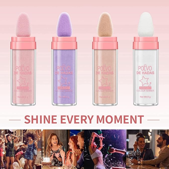 URQT Polvo De Hadas Fairy Highlight Patting Powder Highlighter Body Brightens the Natural Three-dimensional Face Powder Blusher (#04 Fantasy Purple)