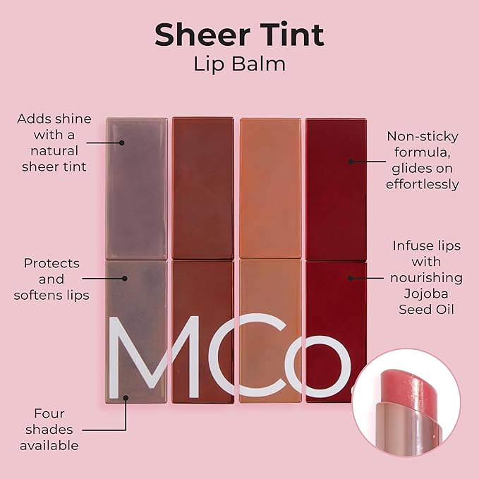 MCoBeauty Sheer Tint Lip Balm, Passion, Nourishing Tint for Healthy, Luscious Lips, Vegan, Cruelty Free Cosmetics