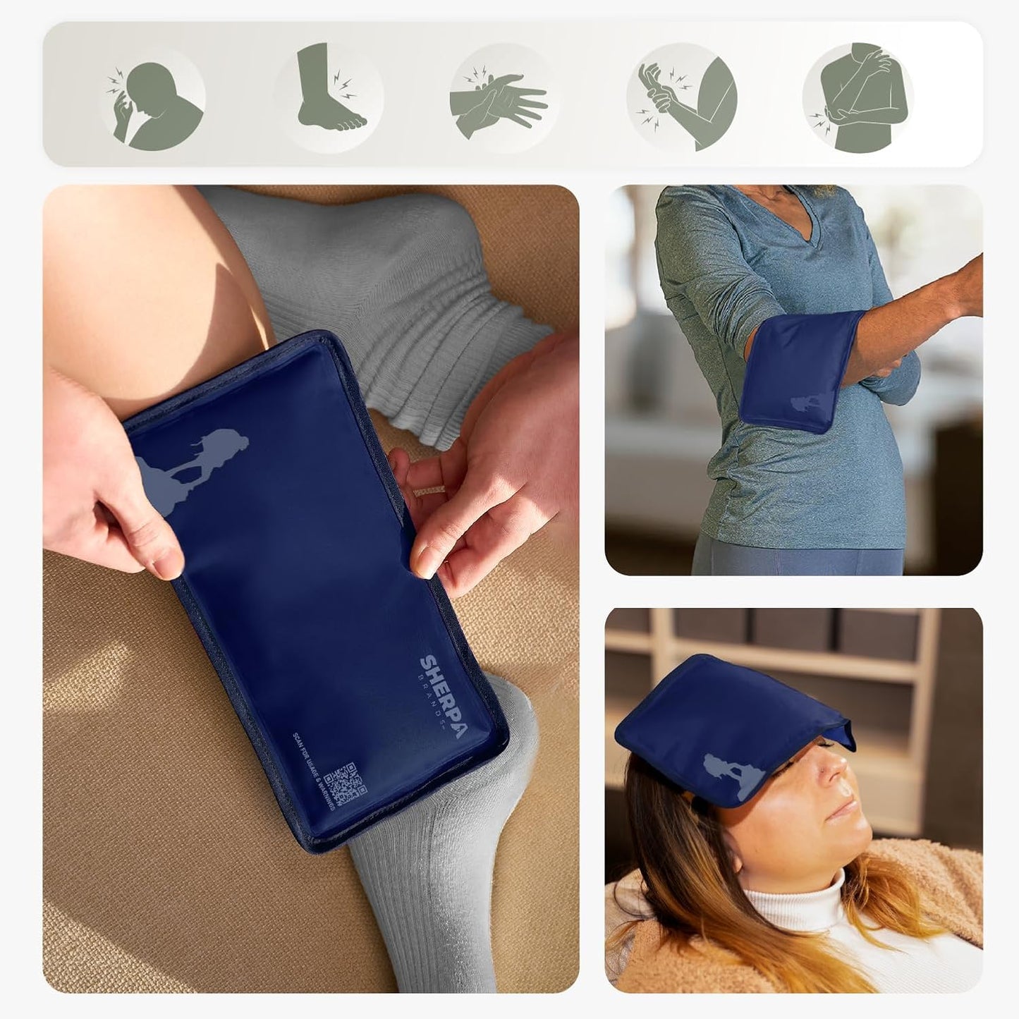 Small Soft Ice Packs for Injuries Reusable - Hot and Cold Flexible Gel Ice Packs Reusable for Ankle, Hand, Wrist, Head Pain Relief - 5" x 10" - 2PK - Blue