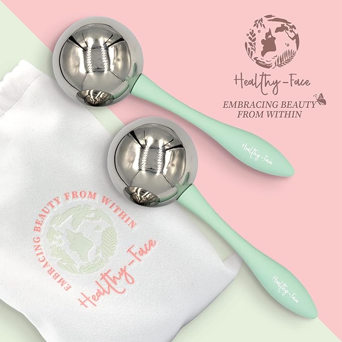 Facial Ice Globes for Face - 360 Stainless Steel face wand Globes Massager For Puffy Eyes & Dark Circles, Stimulates Collagen to Tighten Skin & Shrink Pores, Enhance Circulation & Smooth Looking Skin