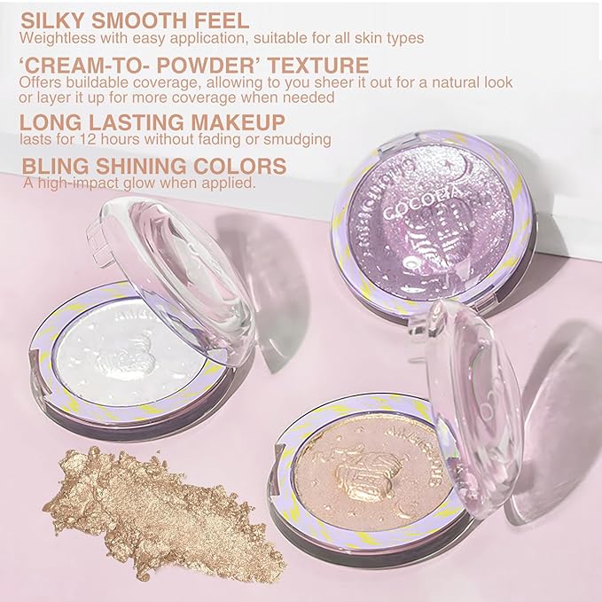 Glitter Sparkly Face Highlighter Makeup Palette Shimmer Radiant Glow Illuminator Iluminadores de Maquillaje 6g (01 Diamond Shine)