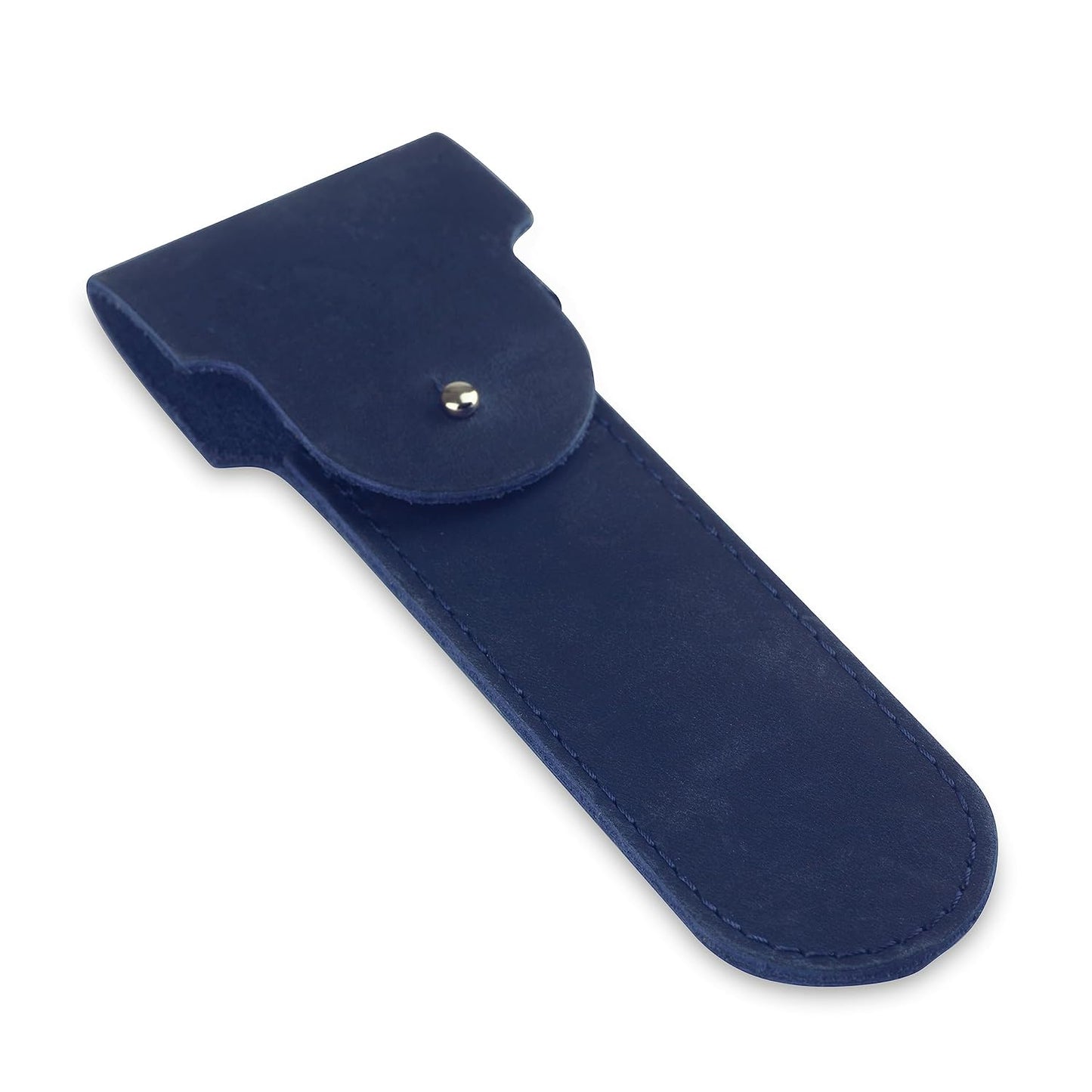 Safety Razor Head Protecting Leather Cover, Genuine Cowhide Leather Double Edge Safety Razor Case Accessories for Travel, Butterfly Razor Case, Soft Leather Double Edge Razor Case (Blue)