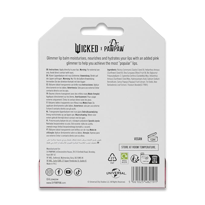 Dr. PawPaw Wicked Glimmer Lip Balm - Moisturizing, Shimmer Tinted Lip Balm for Women - Vegan, Nourishing, Hydrating - 0.1 oz