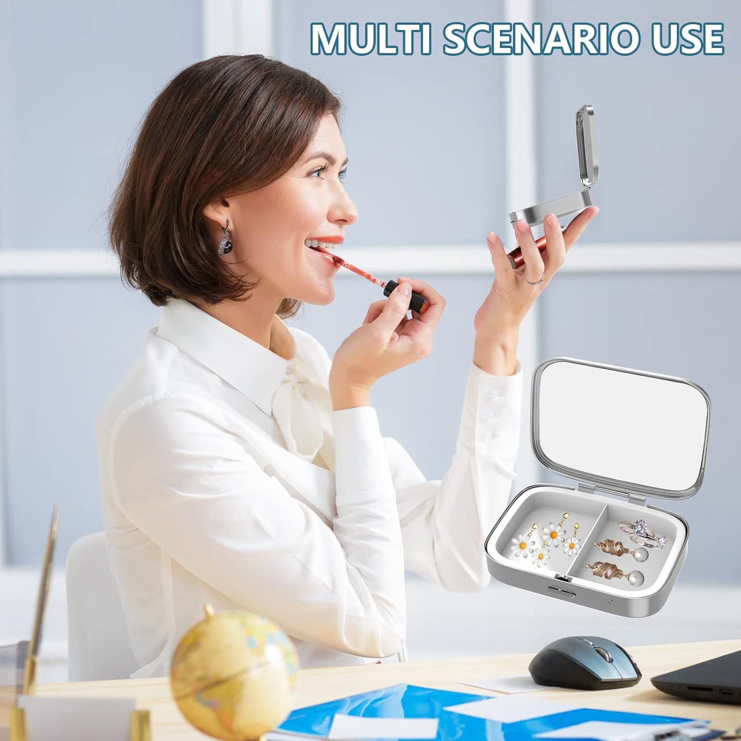 Pill Box 2 Compartment Medicine Pill Case,Portable Pill Box for Pocket or Purse Pill Box Decorative Metal Medicine Vitamin Organizer Unique Gift（Bule Marble）