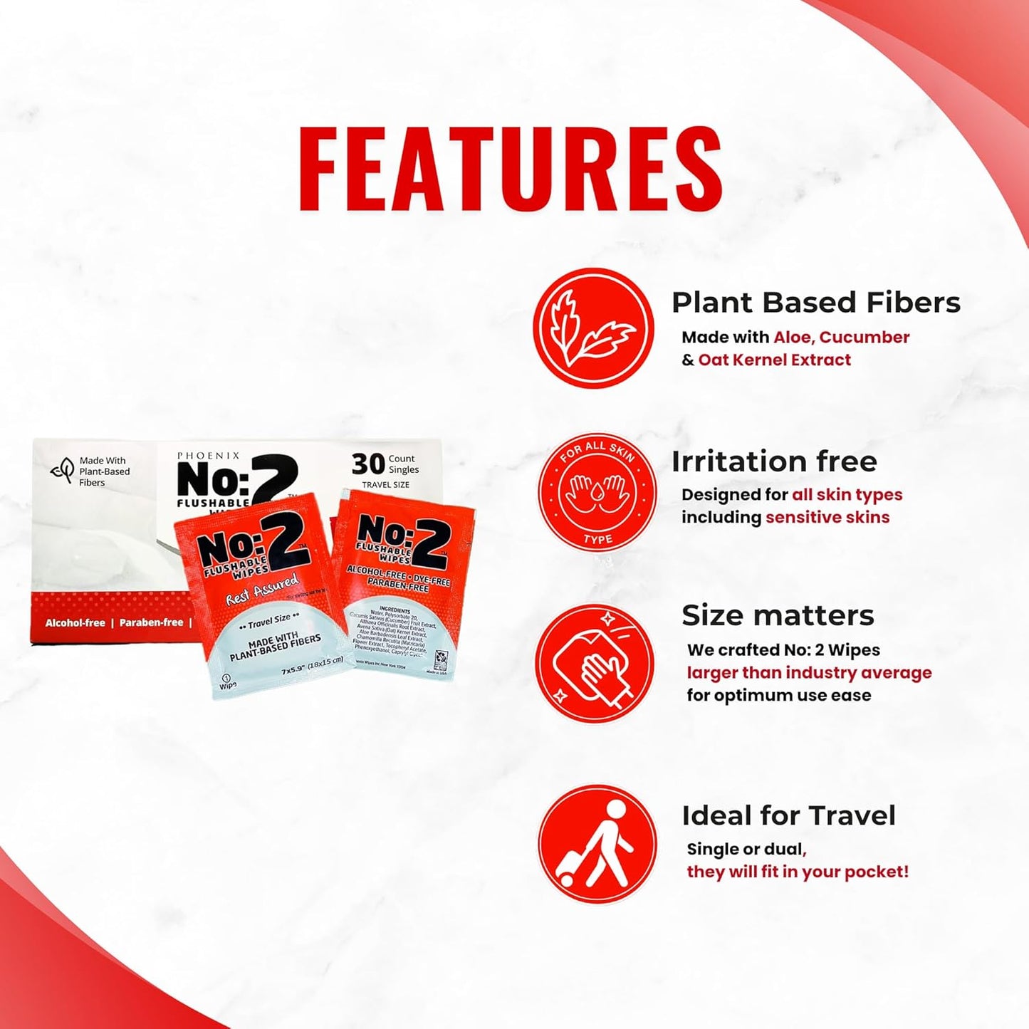 Flushable Wipes - Certified Flushable Wipes - Travel Friendly, Individually Wrapped, Plant Based Fibers, Biodegradable Unscented Wet Wipes, Infused with Soothing Aloe and Cucumber - 30 Count