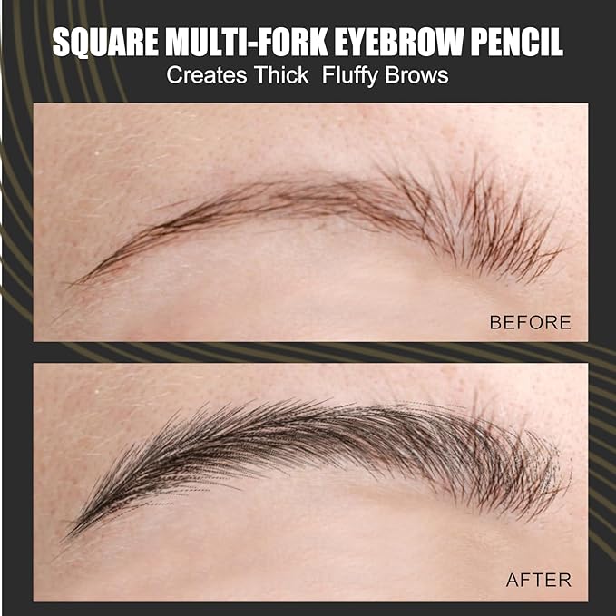 Microblading Eyebrow Pen - Waterproof Liquid Eyebrow Pencil with Angled Eyebrow Brush, Shapes & Fills Hair-Like Looking Brows, Lasts All-Day,Eye brow Pencil for Women and Girls Makeup,Soft Black