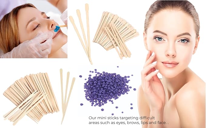 Mibly 1000 Pcs Wooden Wax Sticks - Eyebrow, Lip, Nose Small Waxing Applicator Sticks for Hair Removal and Smooth Skin - Spa and Home Usage