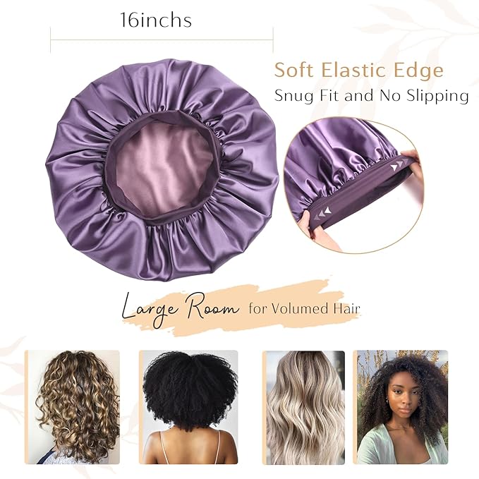 YANIBEST Silk Bonnet for Sleeping Women, Double Layer Hair Satin Bonnets with Elastic Band, Sleep Cap Curly Natural Hair