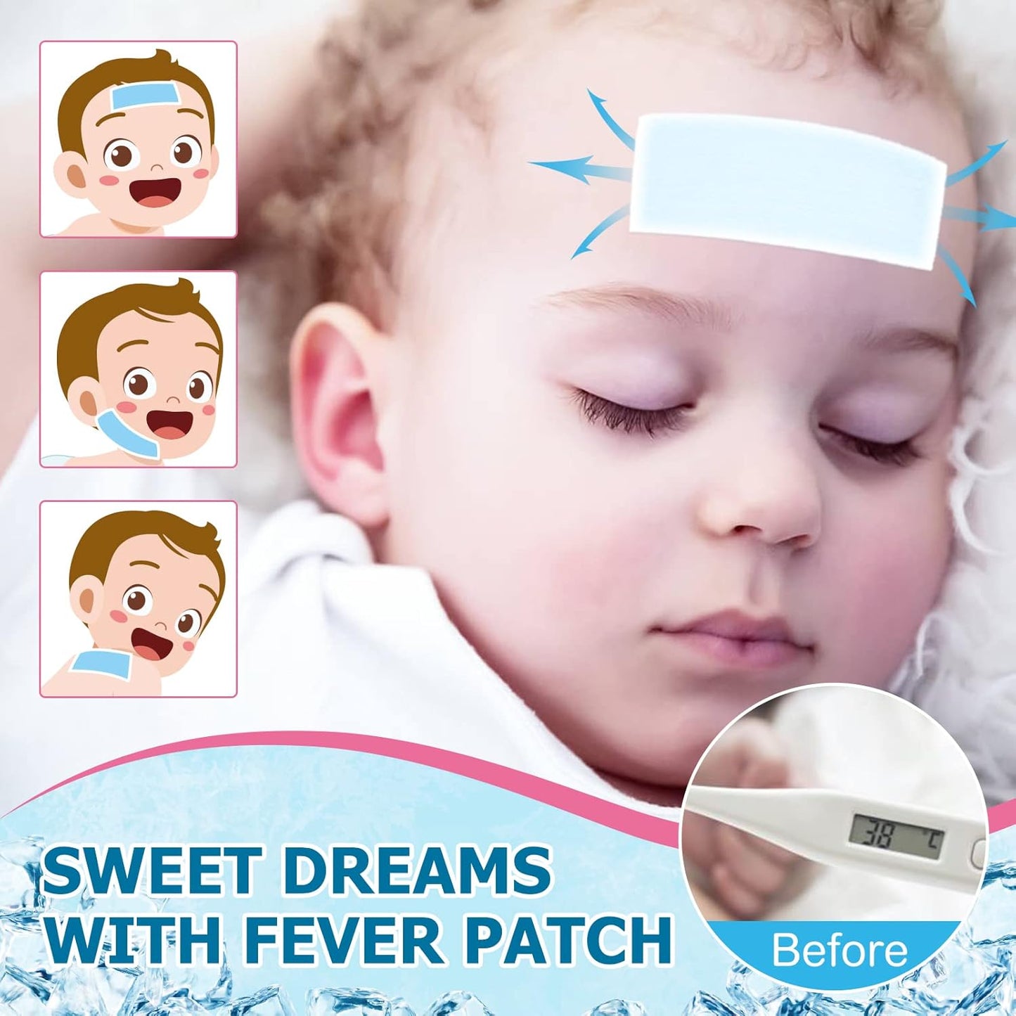 20 Sheets Fever Patches for Kids - Hot Weather Cooling Gel Patches for Adults - Headache Patches - Forehead Fever Cool Pads