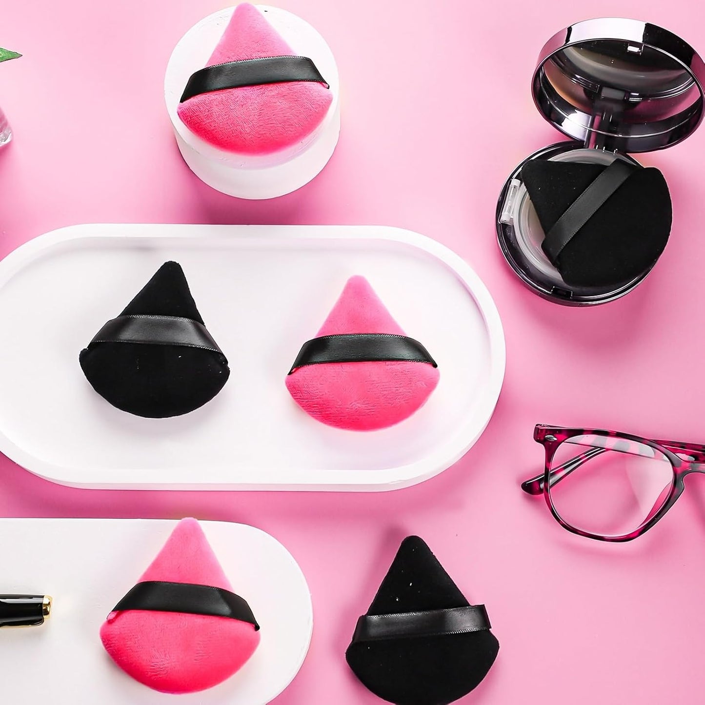 6 Pieces Powder Puff Face Soft Triangle for Loose and Body Powder, Velour Makeup Sponge Set Setting Powder Puff Makeup Tools