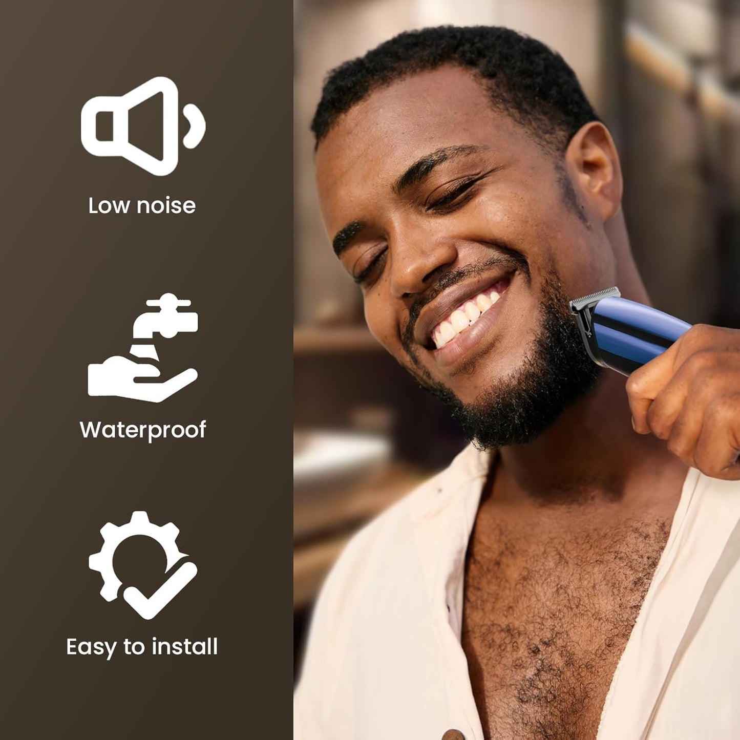 Electric Beard Trimmer for Men: 16-in-1 Professional Barber Hair Clippers - Cordless Grooming Kit - Turbo Speed & Precision Blades, Blue