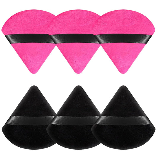 6 Pieces Powder Puff Face Soft Triangle for Loose and Body Powder, Velour Makeup Sponge Set Setting Powder Puff Makeup Tools