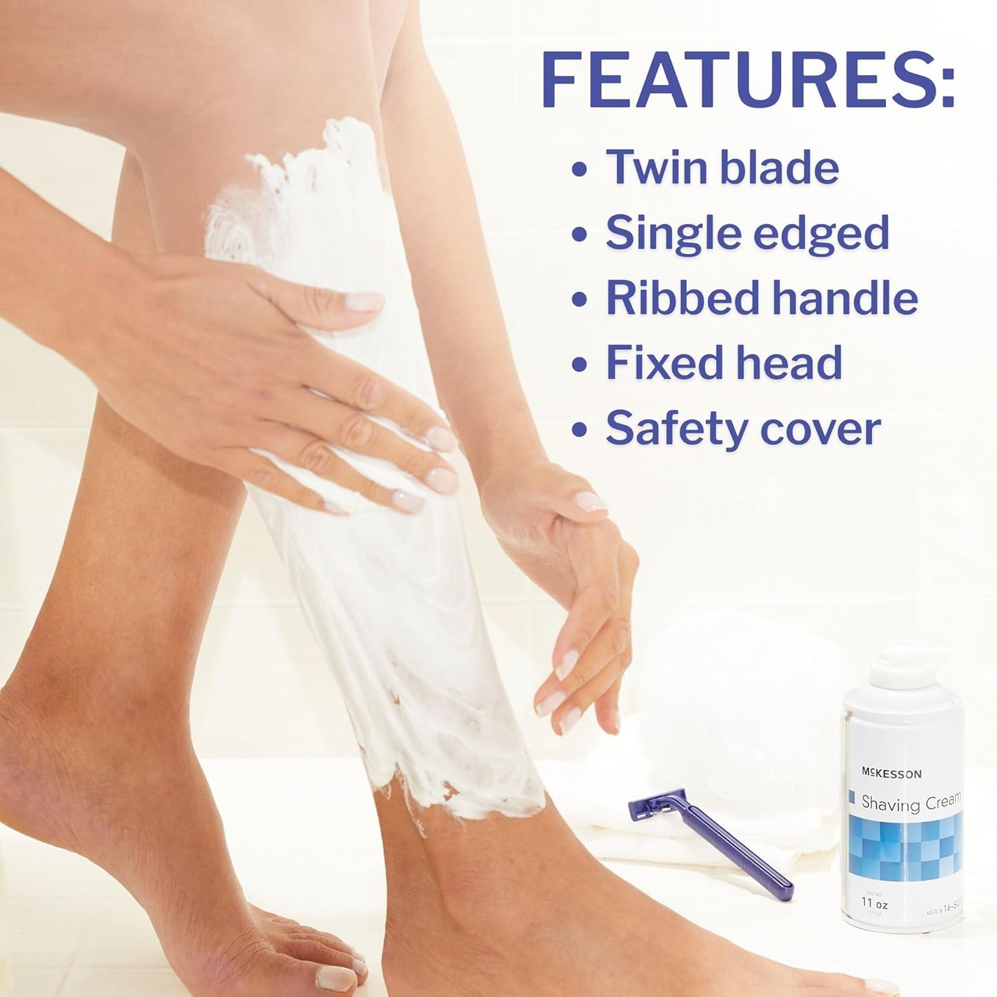 McKesson Disposable Razors [100 Count] – Twin Blade Bulk Shaving Razors for Men & Women, Stainless Steel, Blue, Single-Use for Medical Clinics, Tattoo, Travel, Camping & Salon Care