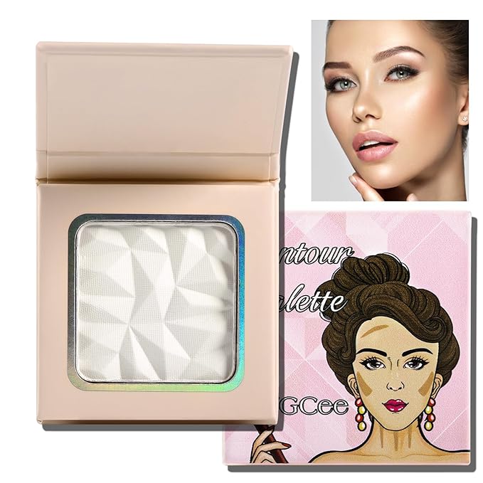 Matte White Highlight Contour Palette Bright,Mini Professional Matte Contouring Makeup Pallet for Face,Long Lasting Smooth Powder for Face,Convenient,Cruelty-Free & Vegan