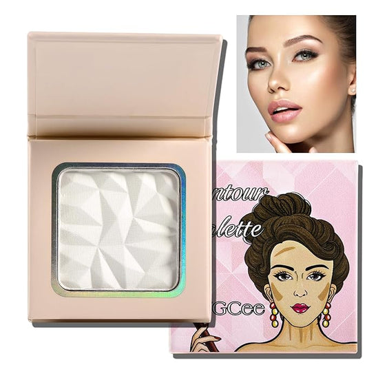 Matte White Highlight Contour Palette Bright,Mini Professional Matte Contouring Makeup Pallet for Face,Long Lasting Smooth Powder for Face,Convenient,Cruelty-Free & Vegan