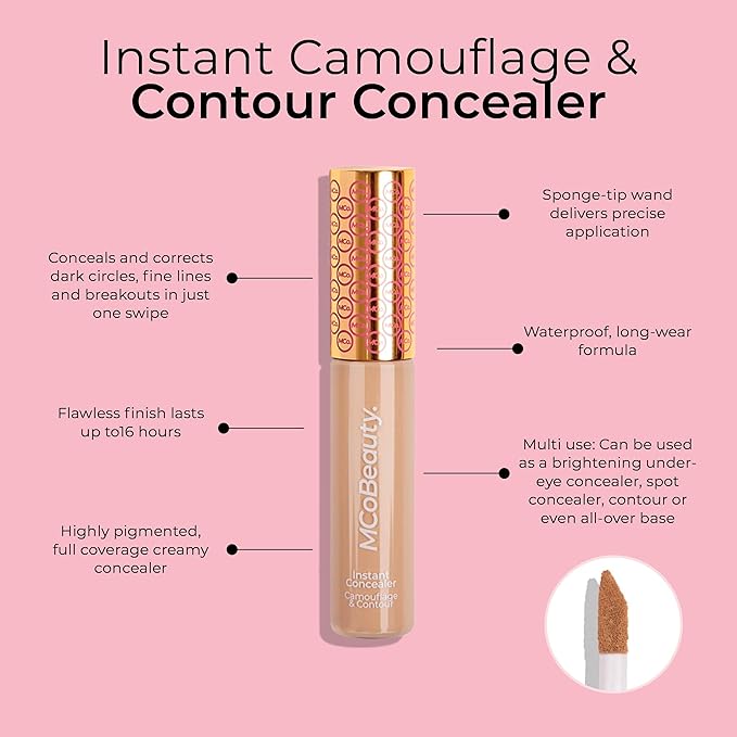 MCoBeauty Instant Concealer Camouflage & Contour, Medium Beige, Perfecting Contour with Flawless Coverage, Vegan, Cruelty Free Cosmetics
