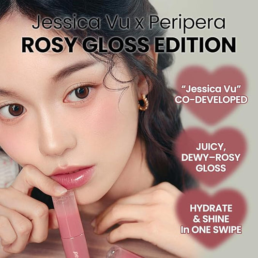 Peripera Ink Mood Glowy Tint | Lip-Plumping, Naturally Moisturizing, Lightweight, Glow-Boosting, Long-Lasting, Comfortable, Non-Sticky, Mask Friendly, No White Film 033 ROSY WISH