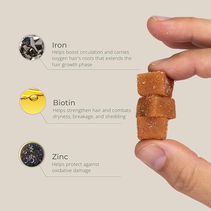 DS Labs Revita Hair Vitamin Gummies - Thickening & Strengthening Hair Supplement with Biotin, Zinc, Iron, Magnesium, Vitamin D & Melatonin, Fuller, Healthier-Looking Hair, Vegan & Gluten-Free