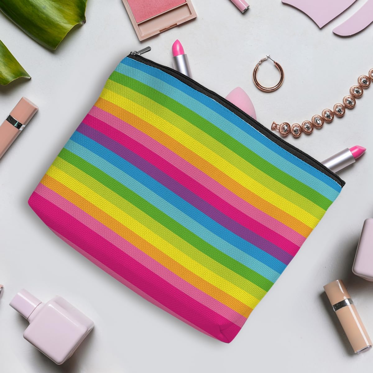 Cosmetic Bags for Women, Makeup Bag, Travel Bag for Toiletries Set, Makeup Bags Waterproof Cute Mothers Day Birthday Friendship Gifts for Girls Bestie Mom, Colorful Polka Dot Rainbow Neon Colors