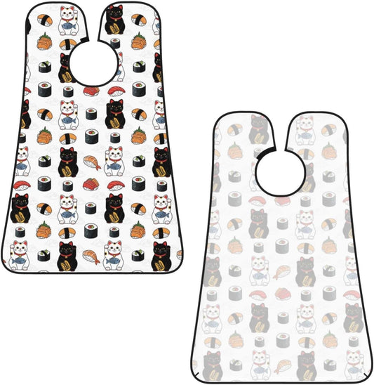 Men's Beard Maintenance Apron, Waterproof & Easy Clean, Japanese Sushi and Lucky Cat