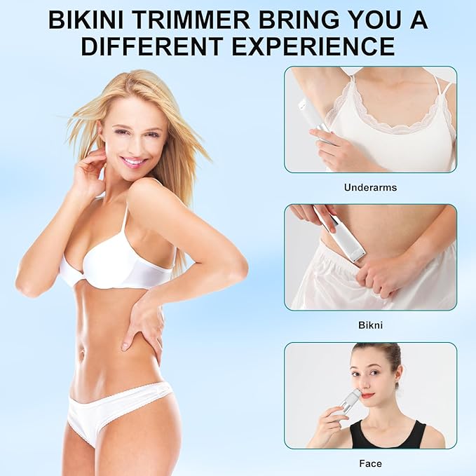 Electric Bikini Epilator for Women, 5 in 1 Hair Removal for Face, Chin, Arm, Leg, Armpit, Bikini Trimmer, IPX6 Waterproof, USB Rechargeable, Wet & Dry Lady Shaver,2 Speeds & 5 Cutter Heads