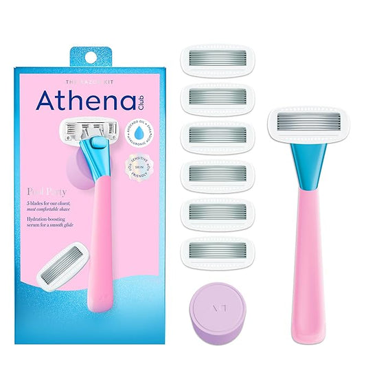 Women's Razor Shave Kit, 1 Pool Party Razor Handle + 6 Blade Refills
