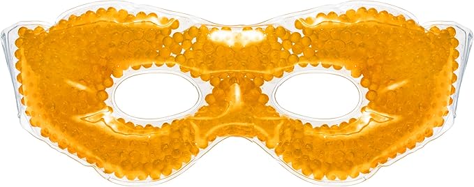 Gel Eye Mask, Orange - Cold Compress Ice Pack with Gel Beads - Microwave Safe for Heat Therapy - Great for Puffy Eyes, Dark Circles, Dry Eyes, Soothing Headaches