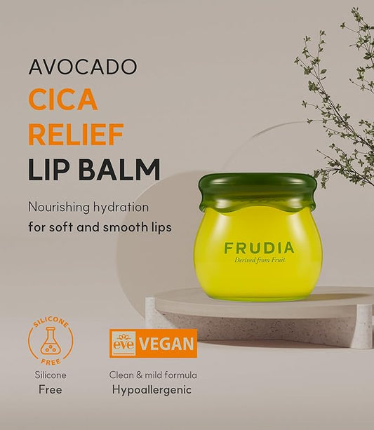 WELCOS FRUDIA Avocado Cica Relief Vegan Lip Balm | Hydrating Moisturizing Natural Organic Lip Balm | Korean Lip Balm