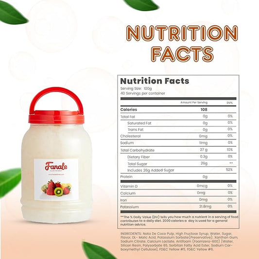 Fanale Coconut Jelly Topping nata de coco for Bubble Tea 8.3 lb | Lychee Jelly | for Boba Tea, Smoothies, Slushes, Desserts | 8.3 pound (Pack of 4) | JEL005-CS