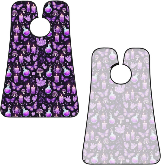 Strong Suction Cup Beard Grooming Bib, Non-Stick Hair Catcher, Waterproof, for Shaving, Gothic Magic Witch Witchy Trippy Purple Mushrooms